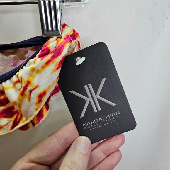 Kardashian Kollection Red and Yellow Ruffle Trim Bikini Bottoms Size XL - Picture 6 of 7